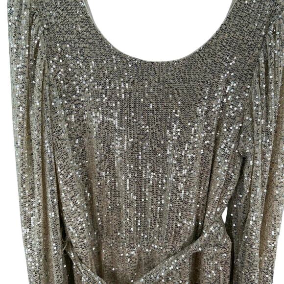 Altar'd State sequined gold mini dress large champagne - Picture 2 of 8